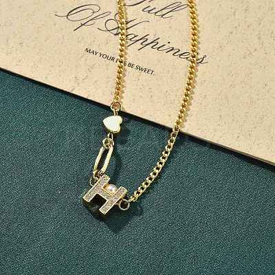 Brass Micro Pave Clear Cubic Zirconia Link Bracelets BJEW-U020-18G-1