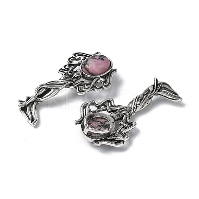 Angel Brass Natural Rhodonite Pendants KK-D361-02AS-28-1