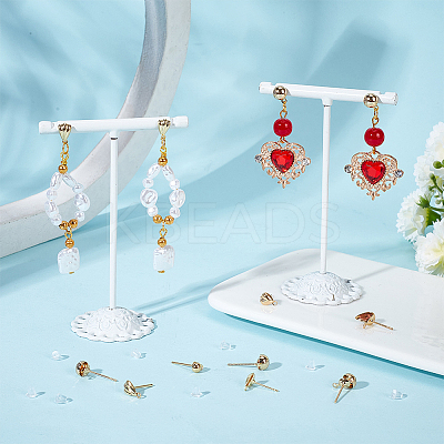 40Pcs 5 Styles Teardrop & Shell & Heart & Flat Round Alloy Stud Earrings Findings FIND-BC0004-92-1