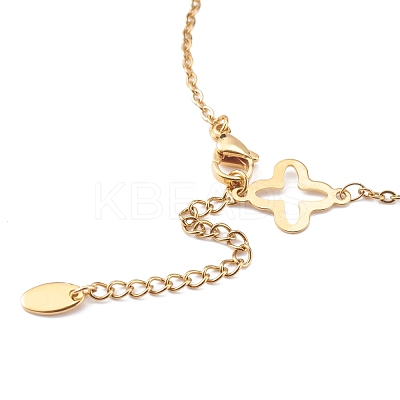 304 Stainless Steel Clover Link Anklets AJEW-AN00410-1