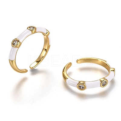 Brass Micro Pave Clear Cubic Zirconia Cuff Rings RJEW-C100-23G-F-1