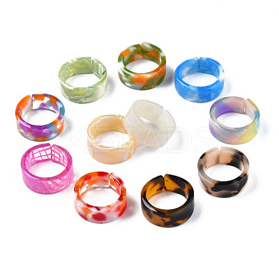 Resin Wide Band Cuff Ring RJEW-T022-013-1