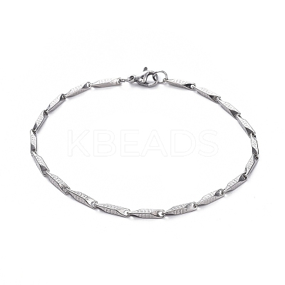 Tarnish Resistant Unisex 304 Stainless Steel Bar Link Chain Bracelets BJEW-L637-38A-P-1