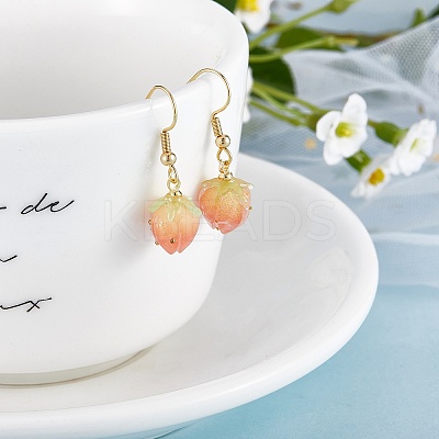 3D Resin Flower Dangle Earrings EJEW-SW00019-05-1