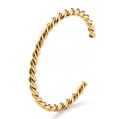 Ion Plating(IP) 304 Stainless Steel Cuff Bangles for Women BJEW-M310-01G-1