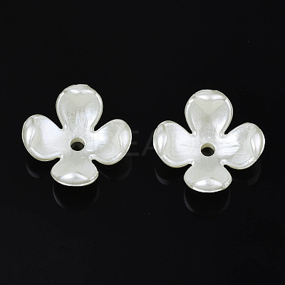 4-Petal ABS Plastic Imitation Pearl Bead Caps OACR-S020-31-1