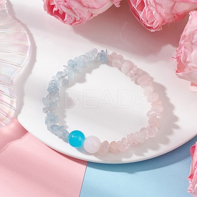 3Pcs 3 Styles Baking Paint Imitation Jade Glass Round Beaded Stretch Bracelets for Women BJEW-JB12158-1