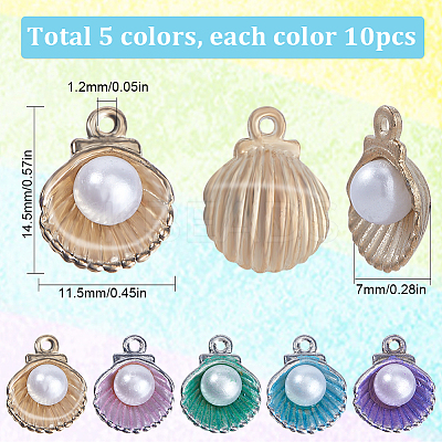 50Pcs 5 Colors Alloy Enamel Charms ENAM-SC0004-01-1