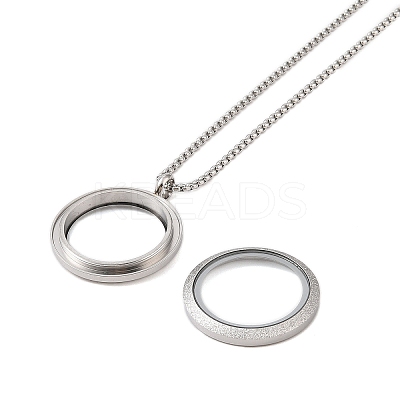 Non-Tarnish Vacuum Plating 304 Stainless Steel Ring Pendant Necklaces NJEW-N055-22B-P-1