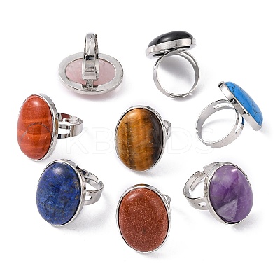 Great Valentines Gifts Natural & Synthetic Mixed Stone Rings RJEW-C094-M-1