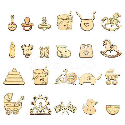 50Pcs Unfinished Wood Slices Art Pendants Chips WOOD-CJ0001-52-1