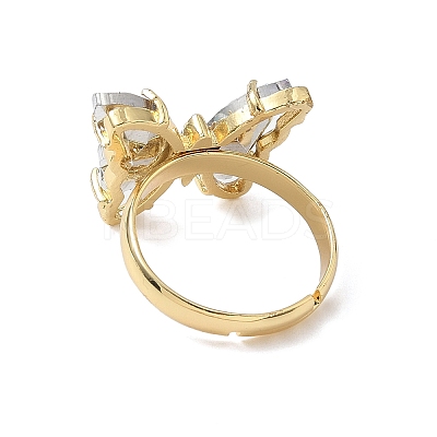 Adjustable Brass Glass Finger Rings RJEW-P148-A01-22-1