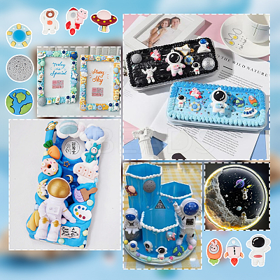 72Pcs 9 Styles 3D Astronaut Theme Resin Cabochons RESI-OC0001-67-1