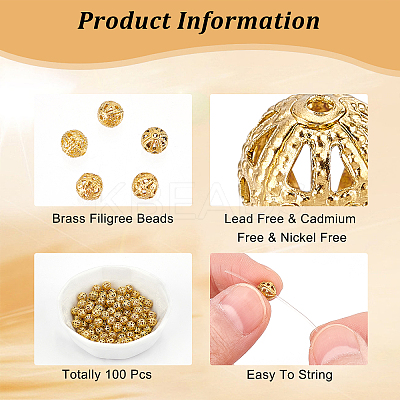 Brass Filigree Beads KK-DC0001-24-1