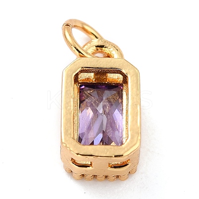 Real 18K Gold Plated Brass Inlaid Cubic Zirconia Charms LS-ZIRC-L100-075G-01-1