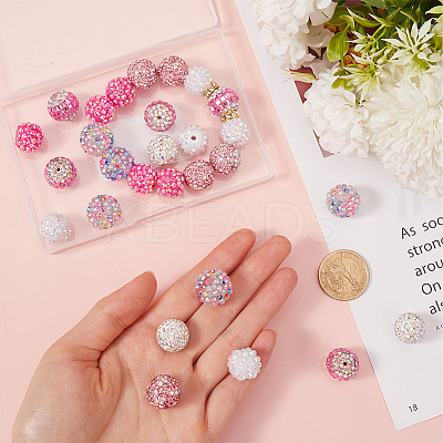 30Pcs 6 Style Polymer Clay Pave Rhinestone Beads CLAY-SC0001-78A-1