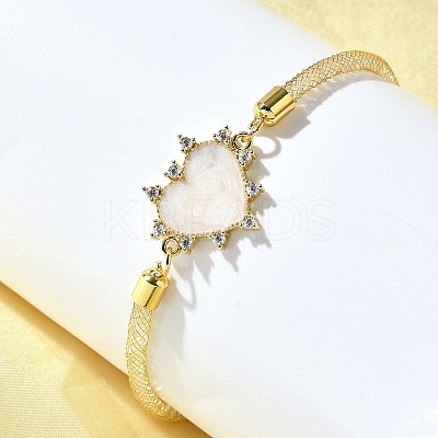 Brass Micro Pave Clear Cubic Zirconia Link Bracelets for Women BJEW-A029-01C-G-1