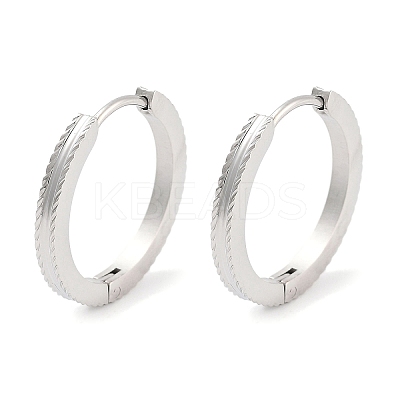 Tarnish Resistant 304 Stainless Steel Textured Huggie Hoop Earrings for Women EJEW-C096-35C-1