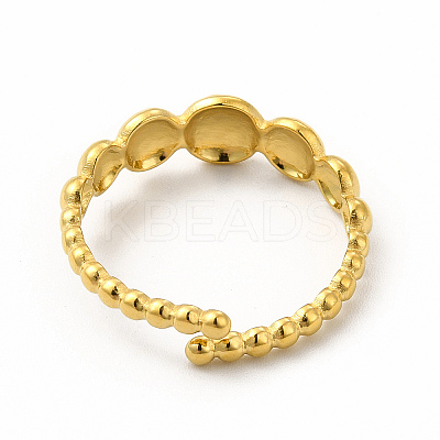 Ion Plating(IP) 304 Stainless Steel Flat Round Open Cuff Ring for Women RJEW-B027-10G-1