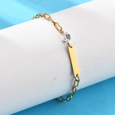 304 Stainless Steel Paperclip Chain Bracelets BJEW-A035-04G-02-1