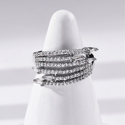 Brass Micro Pave Clear Cubic Zirconia Finger Rings RJEW-S398-01P-1