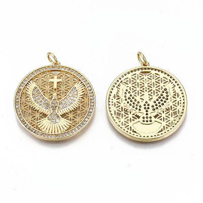 Brass Micro Pave Clear Cubic Zirconia Pendants ZIRC-S067-191-NF-1