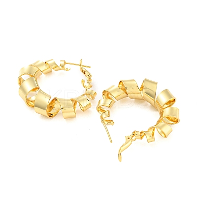 Rack Plating Brass Twist Spiral Hoop Earrings EJEW-P240-11G-1
