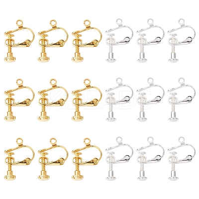 20Pcs 2 Colors Racking Plated Brass Clip-on Earring Findings KK-CJ0002-11-1
