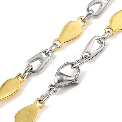 201 Stainless Steel Teardrop Links Chain Necklace NJEW-F22-39R-GP-1
