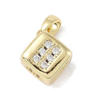 Brass Micro Pave Clear Cubic Zirconia Pendants KK-P273-07G-1