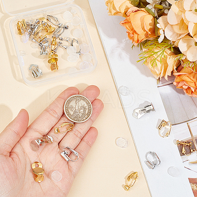 32Pcs 8 Style Brass Clip-on Earring Findings KK-SP0001-27-1
