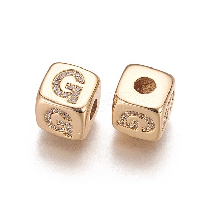 Brass Micro Pave Cubic Zirconia Beads KK-K238-16G-G-1
