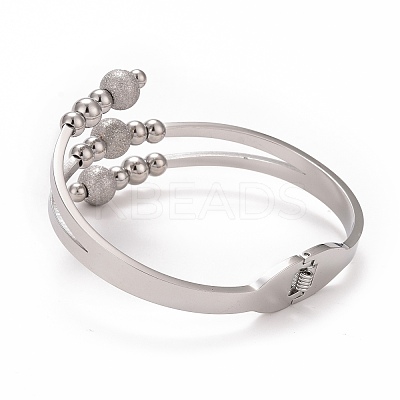 Non-Tarnish 201 Stainless Steel Ball Beaded Open Bangle BJEW-G648-05P-1