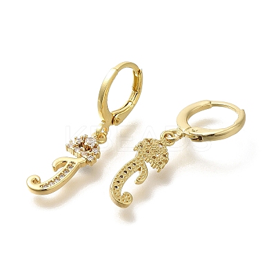 Brass Clear Cubic Zirconia Hoop Earrings EJEW-M045-01J-1
