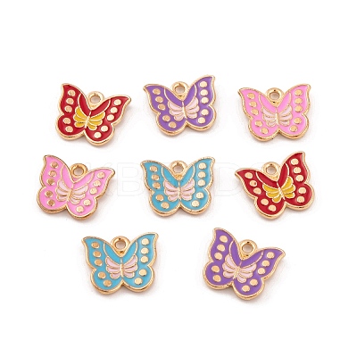 Light Gold Plated Alloy Enamel Pendants FIND-Q100-04KCG-1
