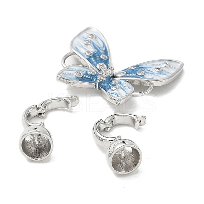 Butterfly Brass Micro Pave Clear Cubic Zirconia Fold Over Clasps KK-U059-44P-1
