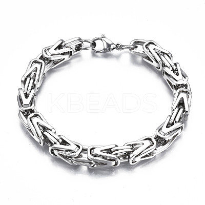 Non-Tarnish 201 Stainless Steel Coffee Byzantine Chain Bracelets BJEW-S057-65-1