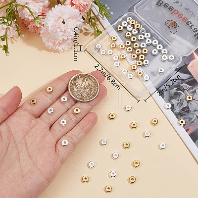 80Pcs 2 Colors 304 Stainless Steel Spacer Beads STAS-BBC0004-30-1