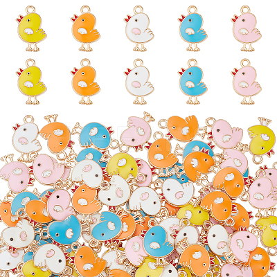 40Pcs 5 Color Alloy Enamel Pendants ENAM-NB0002-09-1