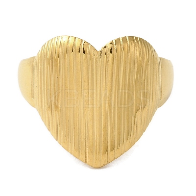 Ion Plating(IP) 304 Stainless Steel Heart Open Cuff Rings for Women RJEW-Z053-07G-1