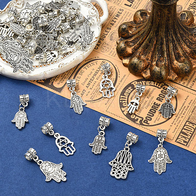 60Pcs 10 Colors Alloy European Dangle Charms PALLOY-CJ00187-1