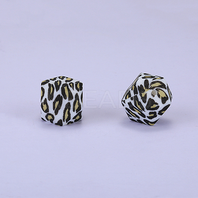 Colorful Pattern Printed Silicone Beads SI-JX0022A-17-1