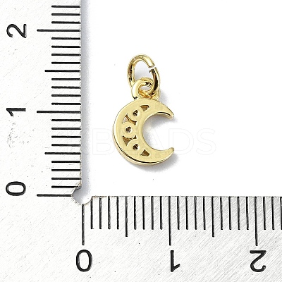 Moon Theme Brass Micro Pave Clear Cubic Zirconia Charms KK-H475-57G-03-1