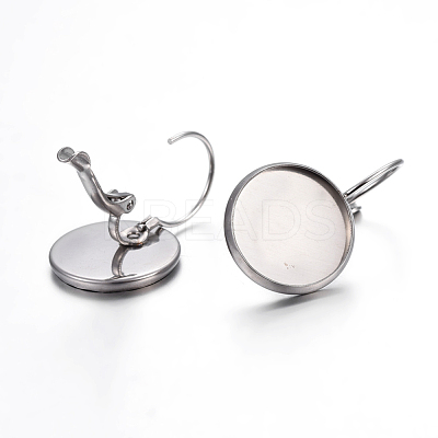 Tarnish Resistant 304 Stainless Steel Leverback Earring Settings X-STAS-F191-03P-14mm-1