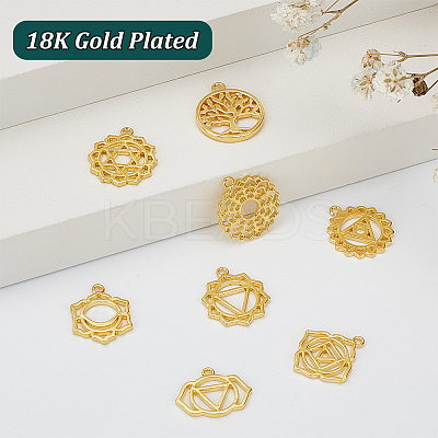 32Pcs 8 Styles Brass Pendants KK-PH0005-77-1