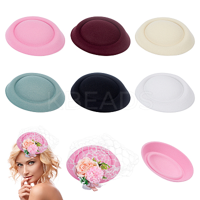 6Pcs 6 Colors Cloth Flat Round Fascinator Hat Base for Millinery AJEW-NB0005-57-1