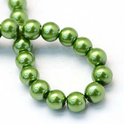 Baking Paint Pearlized Glass Pearl Round Bead Strands X-HY-Q003-6mm-13-1