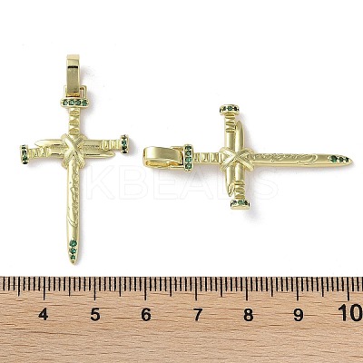 Rack Plating Brass Cubic Zirconia Pendants KK-M272-01G-1