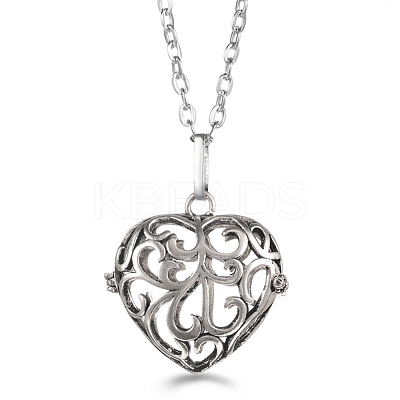 Platinum Brass Cage Pendant Necklaces PW-WG37135-37-1