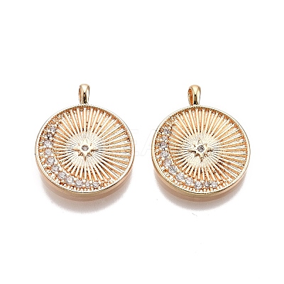Brass Micro Pave Clear Cubic Zirconia Pendants KK-C005-07G-1